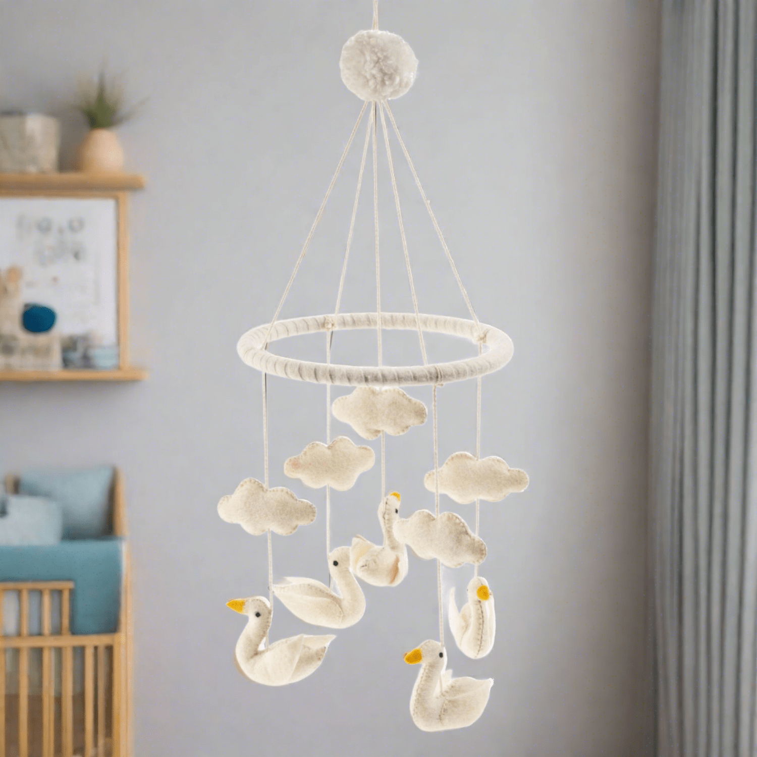 Floating Felt Swan Baby Mobile - LndmarkClub USA